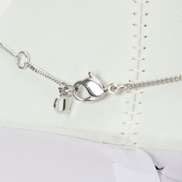 Christian Dior Logo Motif Pink Rhinestone Necklace Silver Accessories - Picture 4 of 5